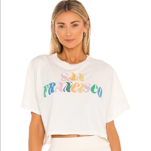 Daydreamer Tops - Daydreamer San Francisco Crop Tee in Stone Vintage